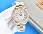 Replica Rolex Datejust White Dial Diamond Bezel Rose Gold Watch 41mm